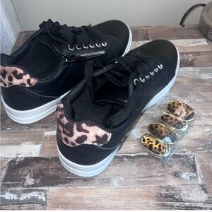 Aldo Black Sneakers with Leopard Detail